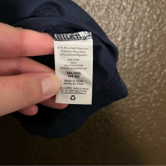 Navy Blue Short Sleeve Crew Neck Shirt, Size 3X - Picture 4 of 5